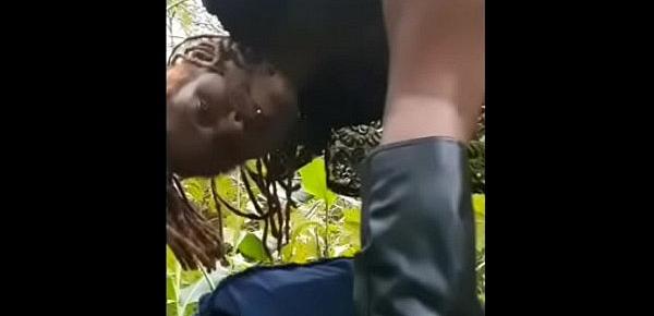 (HAPPY HALLOWEEN) guy chase ebony chick down  in the woods and fuck the shit out of her